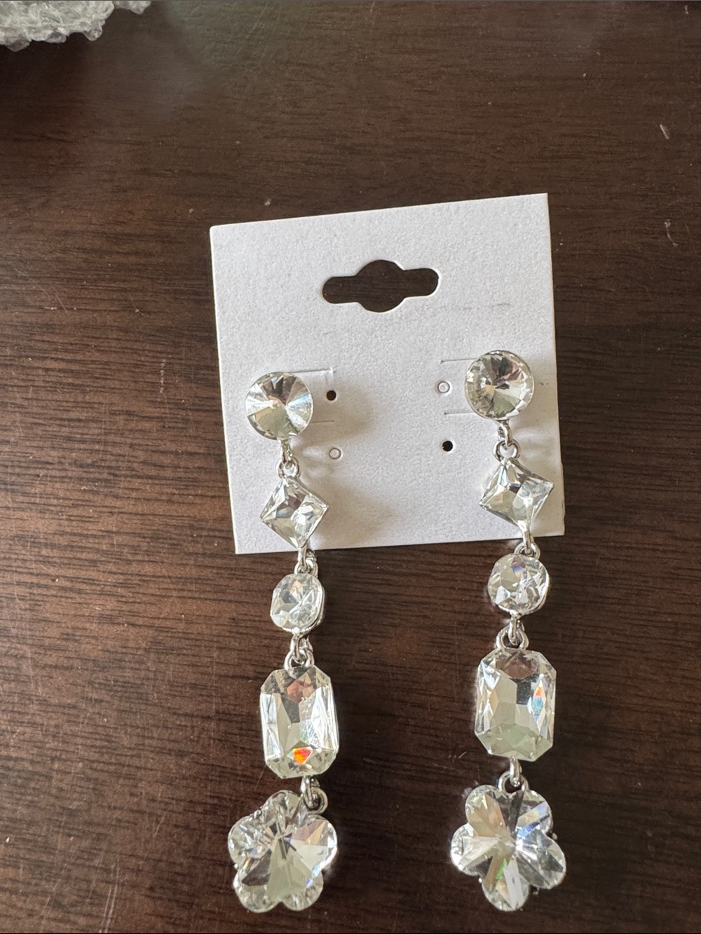 Clear Crystal Drop Dangle Earrings - Silver-Tone Sparkle